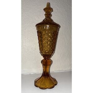 Beautiful L.E. Smith 15.5"tall Diamond Point Apothecary Jar/ Candy Dish/Canister